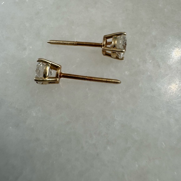 14k yellow gold 1/2 cttw diamond studs - Picture 3 of 8